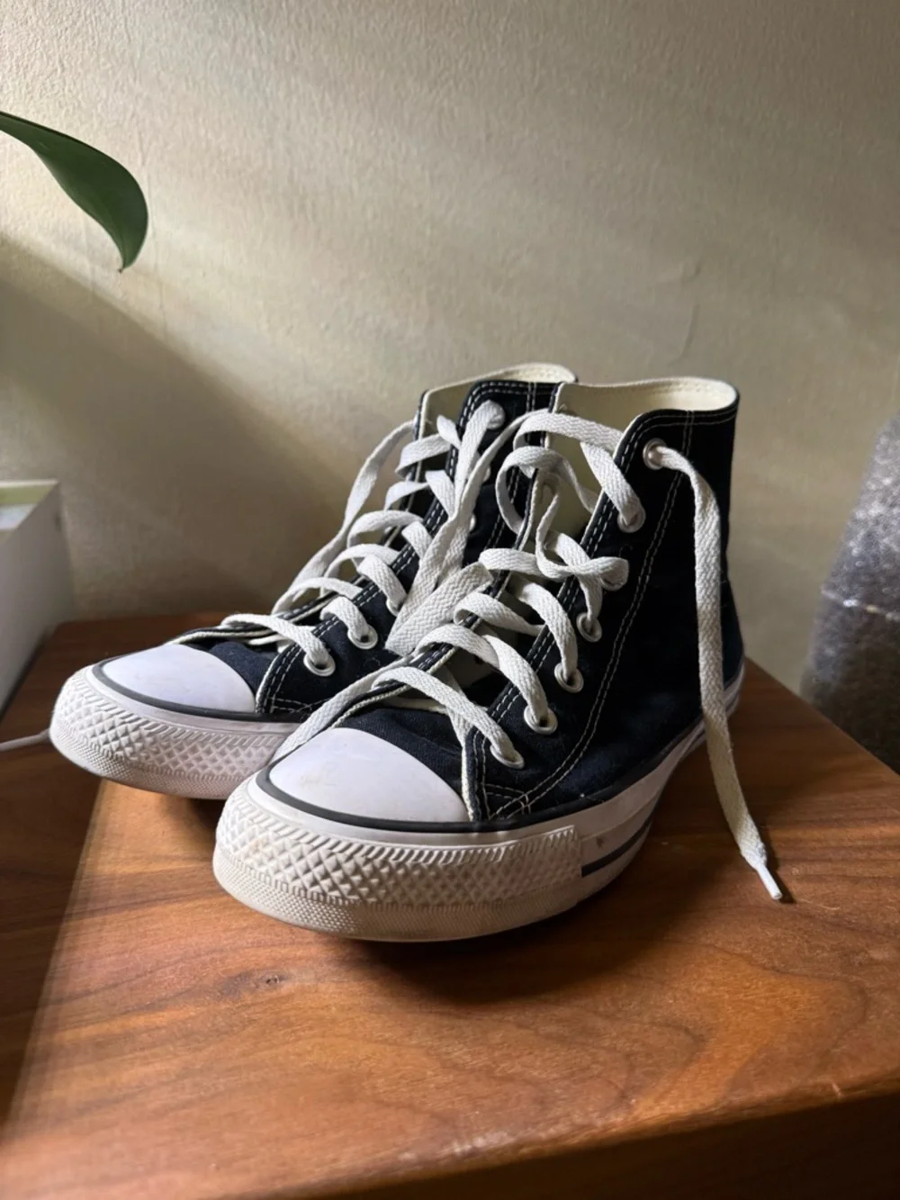 Converse Black High-Top Canvas Sneakers with White Laces - Picture 1 of 2